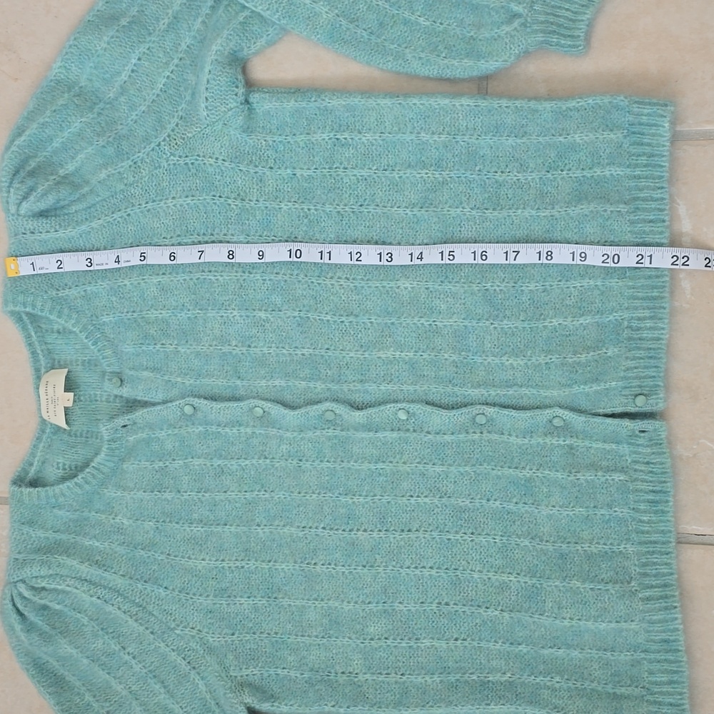 LA MAILLE SÉZANE Amance Fancy Knit Mohair Sea Green Mint Cardigan Large - Picture 13 of 13
